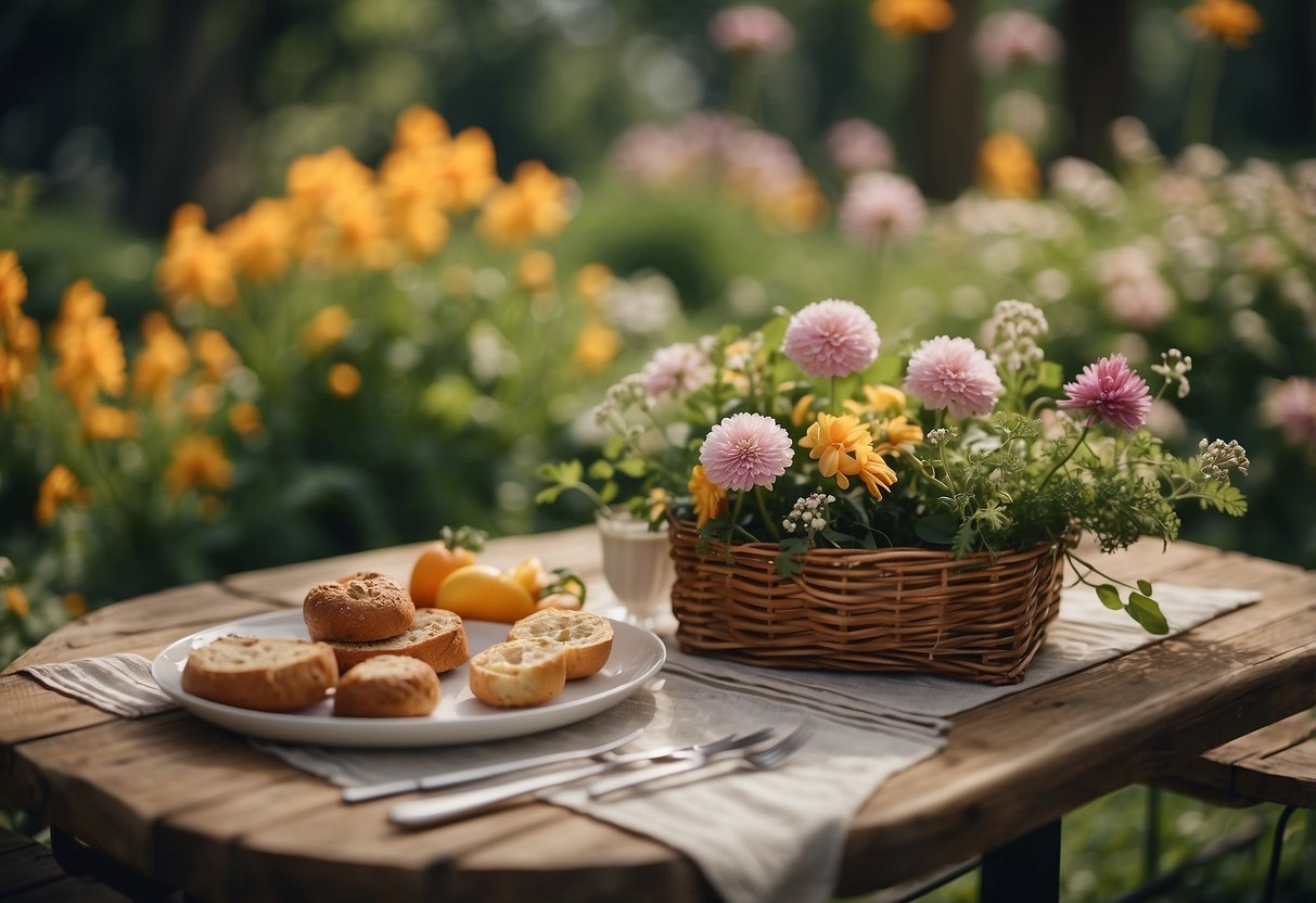 Lush flower gardens surround cozy picnic spots in 5 scenes