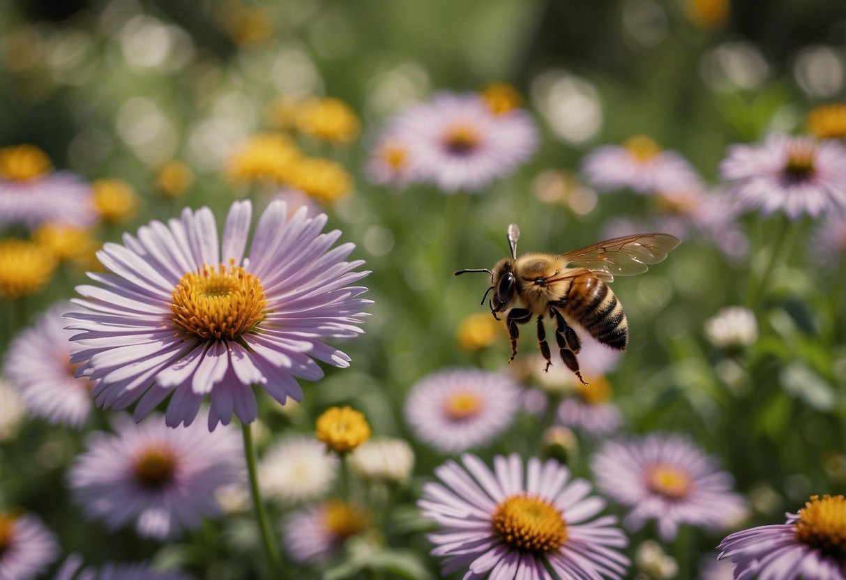 Lush flower gardens with vibrant colors, buzzing bees, and fluttering butterflies. A peaceful picnic spot surrounded by fragrant blooms and serene beauty