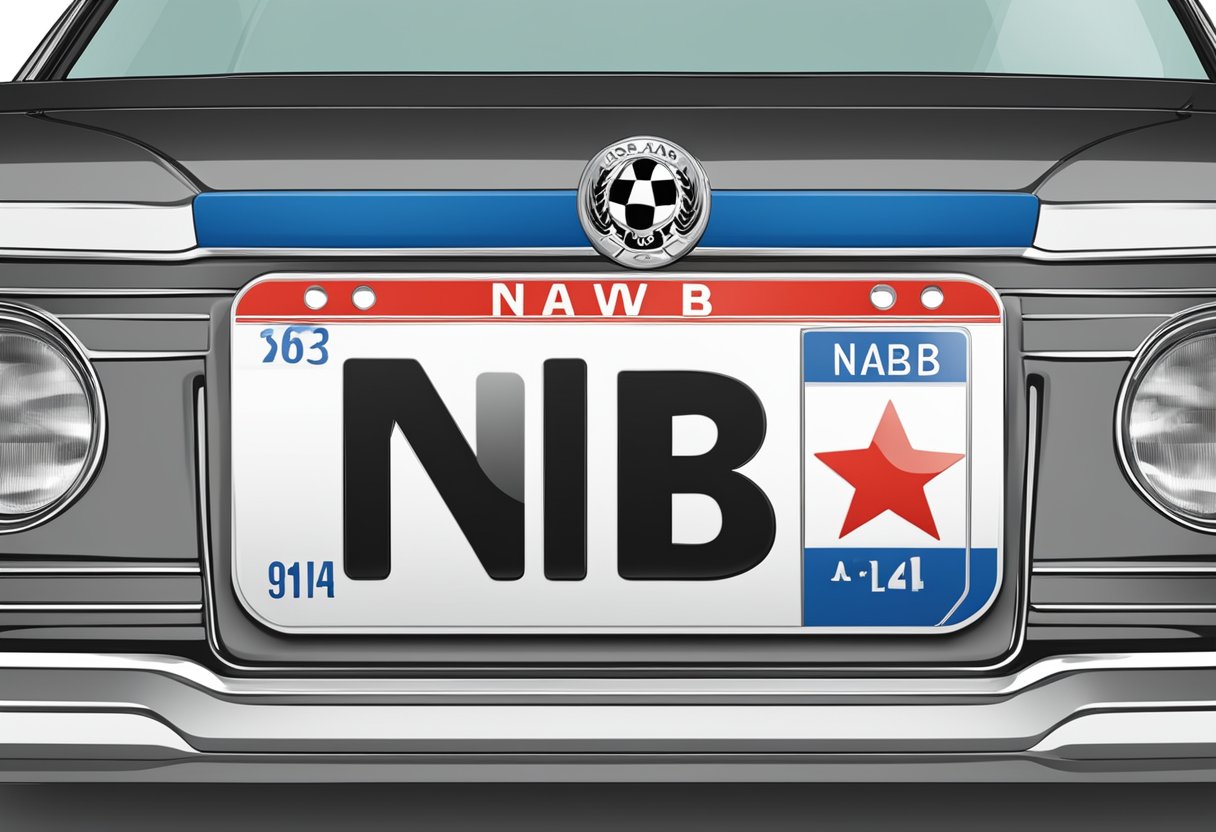 A Bavarian license plate with the letters "NAB" is displayed in a registration system