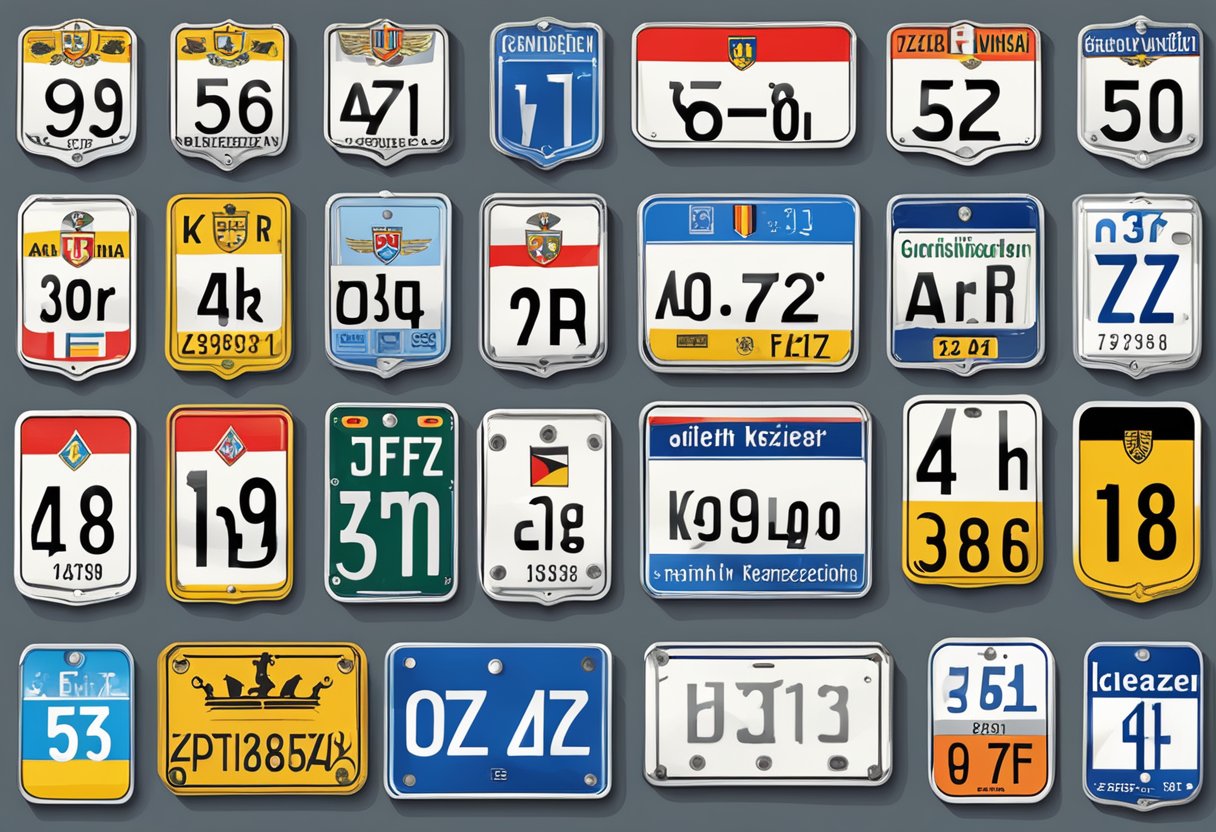 A row of German car license plates with the "KFZ Kennzeichen AR" designation