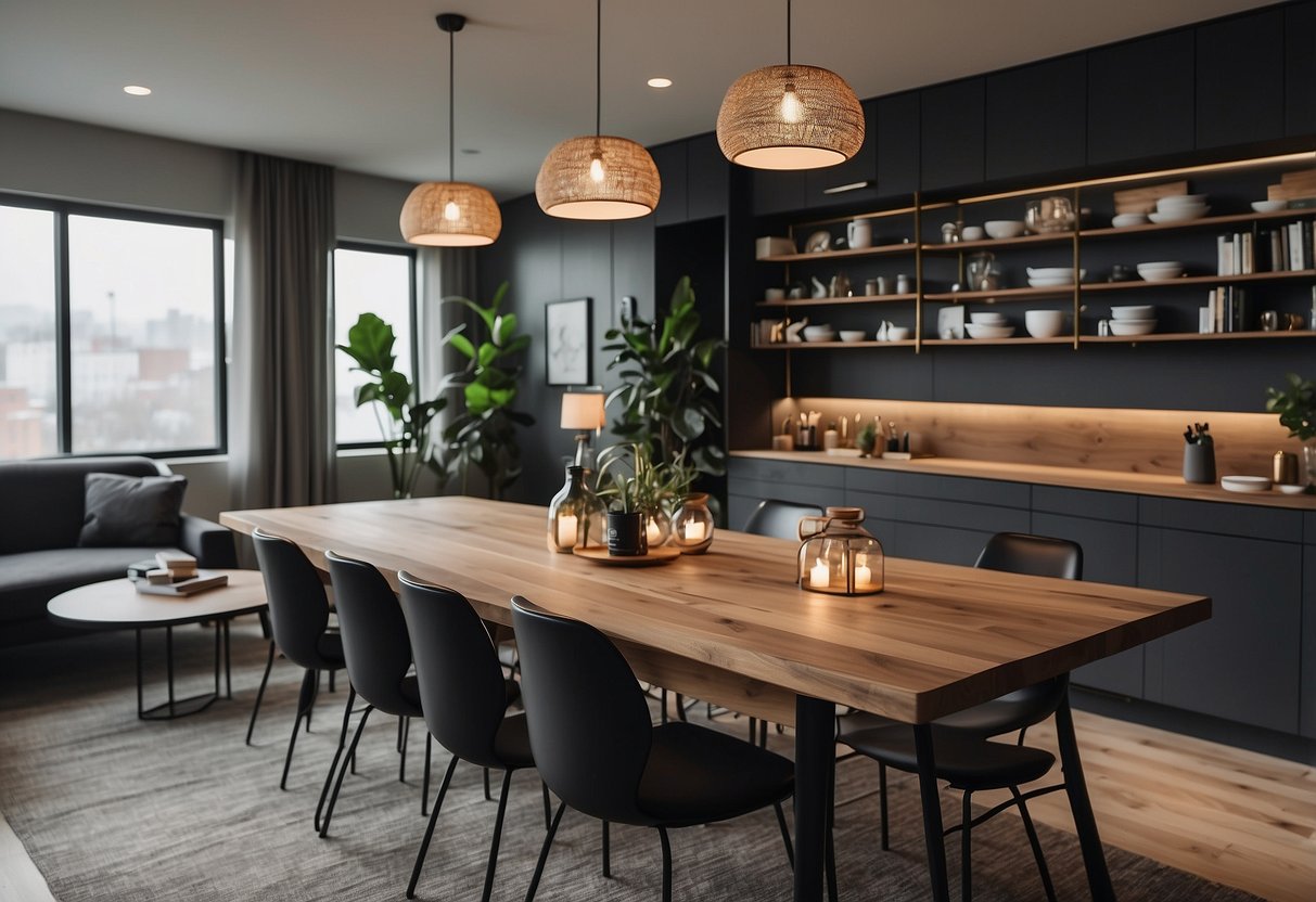 A room with neatly arranged furniture, a visible index of frequently asked questions on a nearby table