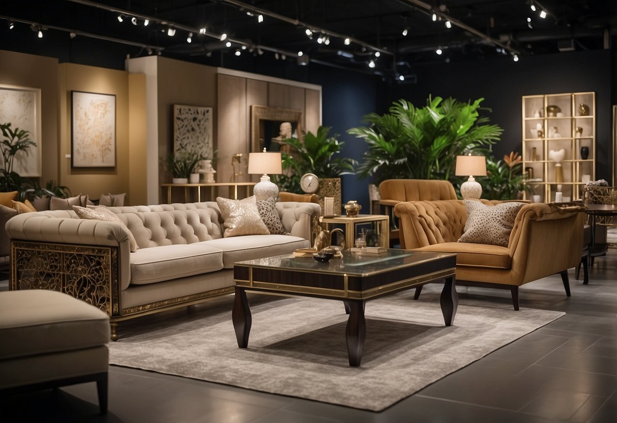 A showroom filled with elegant furniture pieces in various styles and materials, showcasing the diverse range of collections by Heng Huat Furniture
