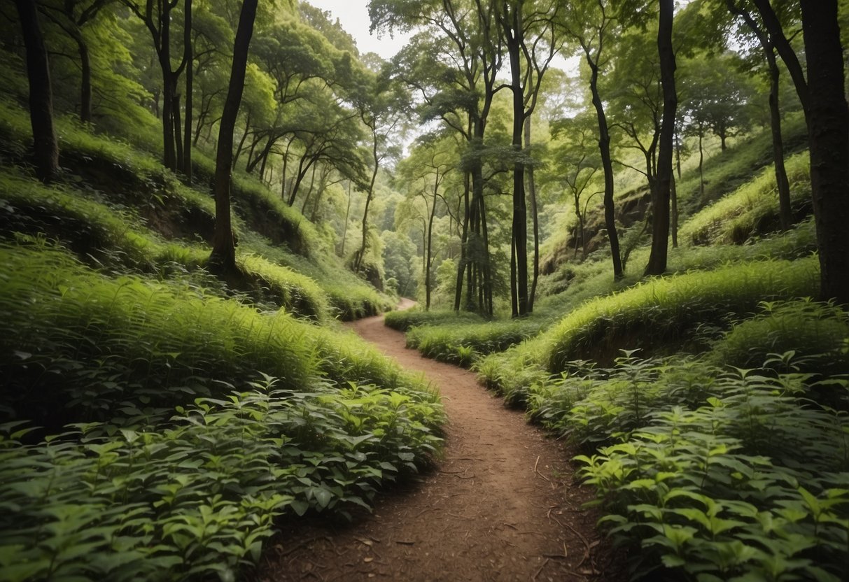 A winding trail through lush forest leads to 5 scenic picnic spots with breathtaking views