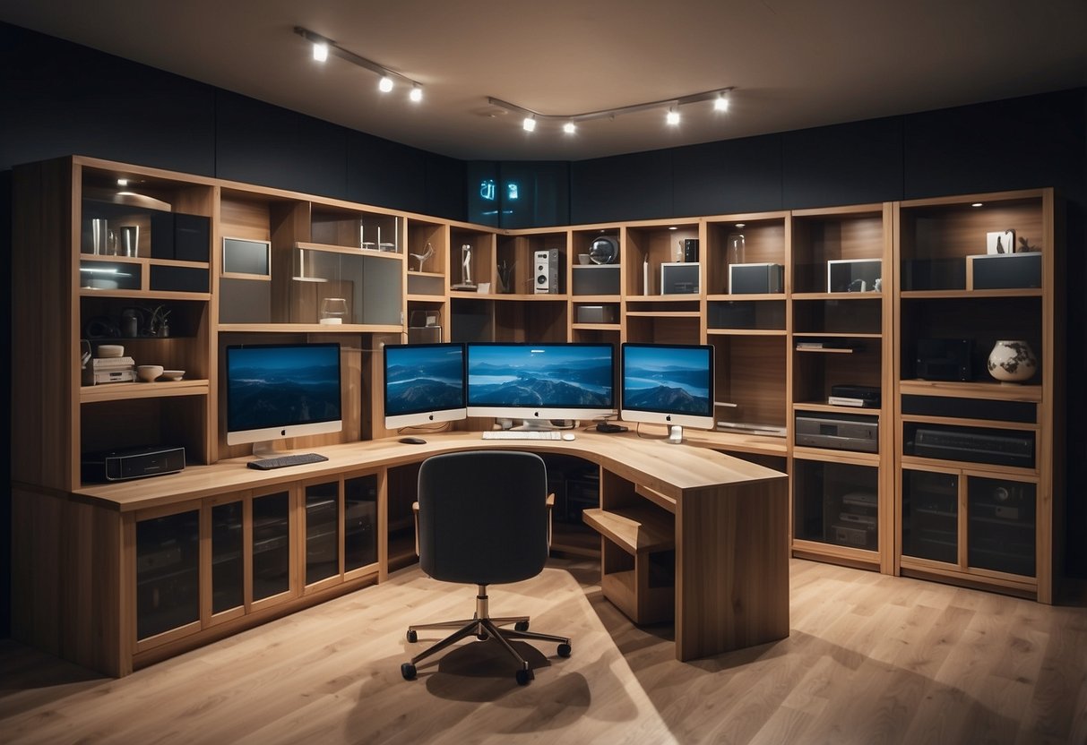 A room with a variety of modular furniture pieces arranged in different configurations, showcasing the flexibility and versatility of the system