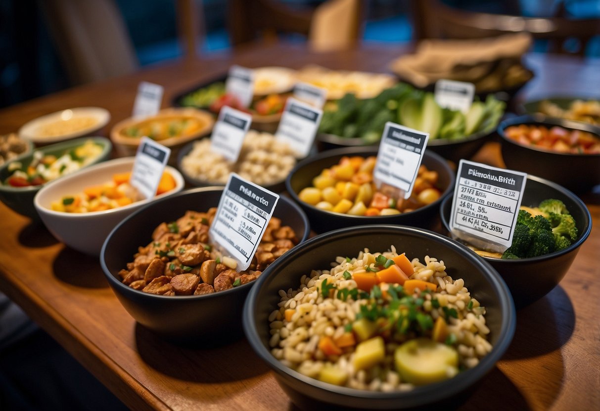 A table displays various backpacking meals with labels indicating their nutritional value