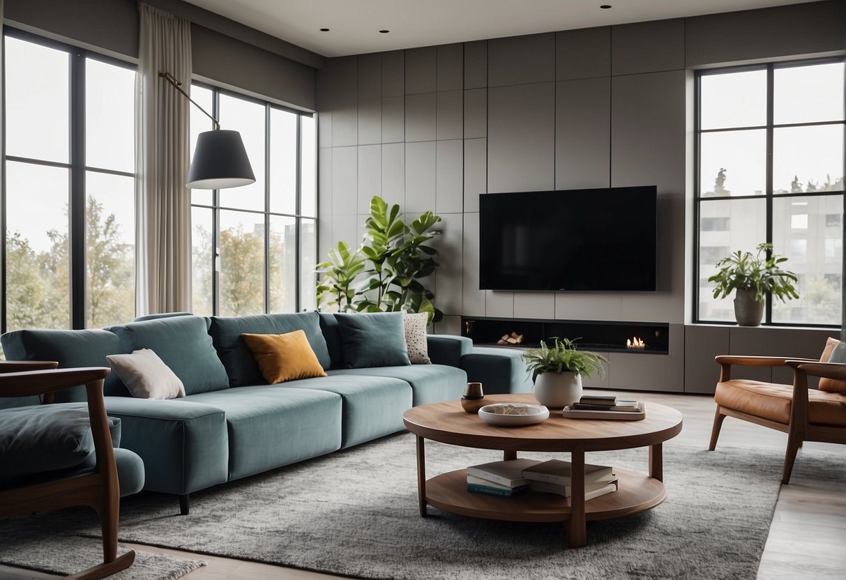 A modern living room with sleek, seamless furniture and clean lines