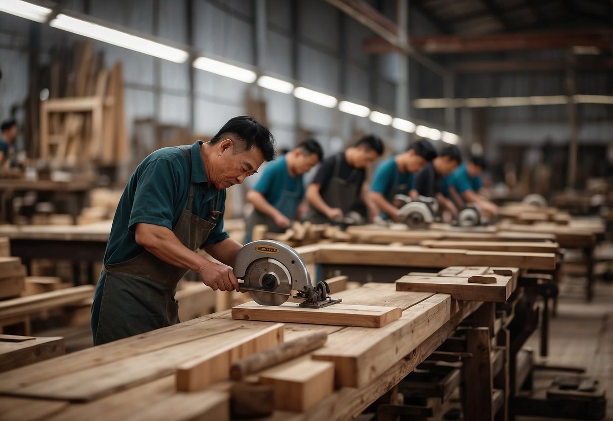 The bustling workshop of Soon Seng Heng Furniture Company hums with the sound of saws and hammers, as skilled artisans craft elegant wooden furniture