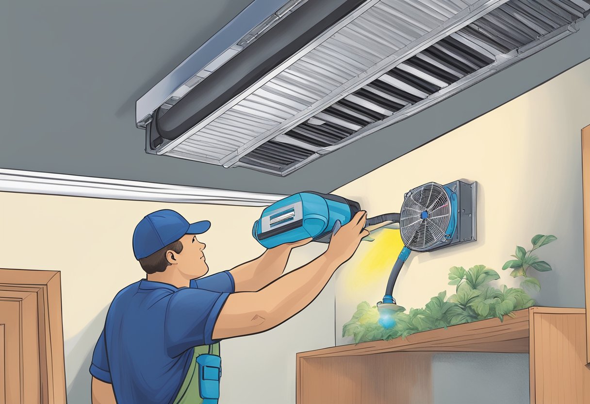 A professional technician installs UV light in HVAC ducts, while a homeowner attempts a DIY installation in Knoxville, TN