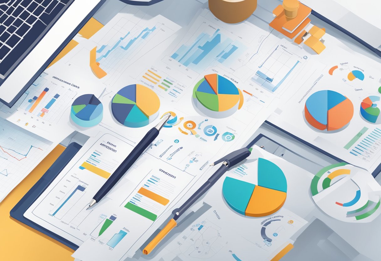 Maintenance contracts depicted with charts, graphs, and tables showing performance metrics and KPIs. No human subjects or body parts included