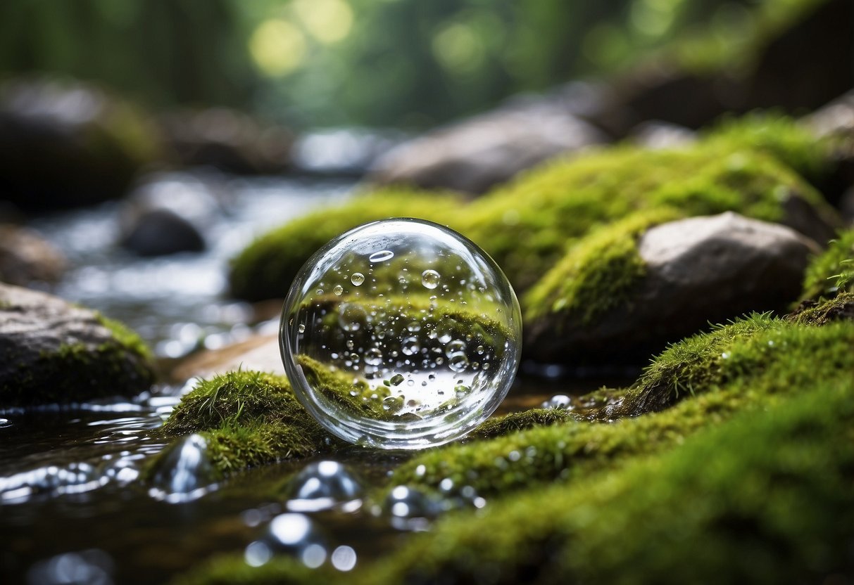 A crystal-clear spring bubbles from the earth, surrounded by lush greenery and rocky terrain. The water flows gently, offering a refreshing respite for trail runners