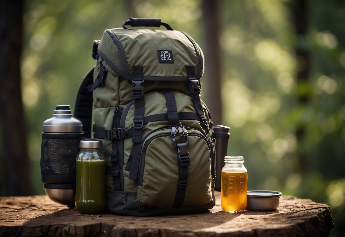 A backpack with dehydrated meals, lightweight gear, and a checklist of 7 tips for reducing pack weight