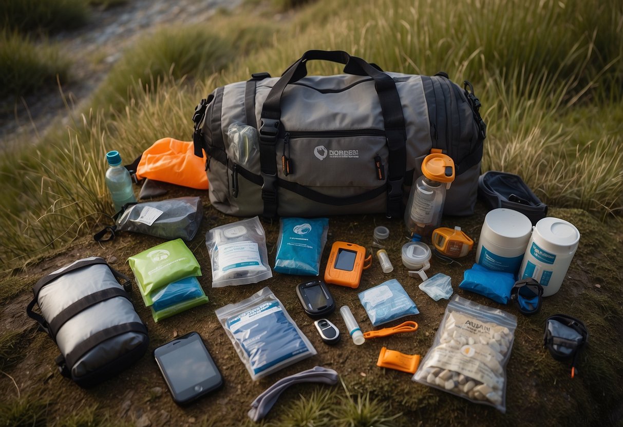 Trail runner packs emergency kit, checks weather, maps route, brings phone, tells friend, wears reflective gear, carries water, snacks, ID, and first aid