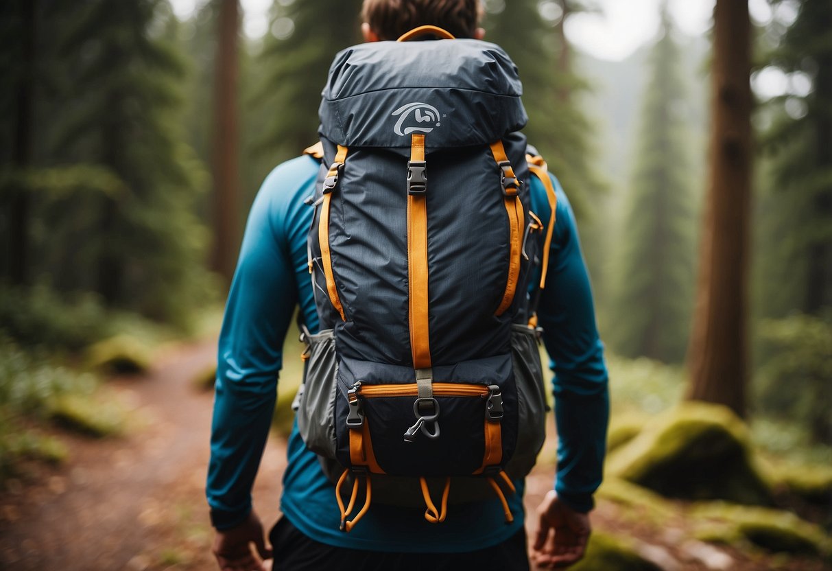 Five trail running backpacks arranged neatly with straps adjusted for proper fit. Lightweight materials and ergonomic design evident