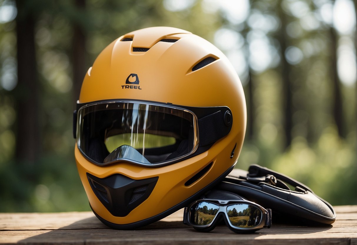 A Troxel Spirit riding helmet sits atop a saddle, surrounded by essential gear for beginner horseback riders