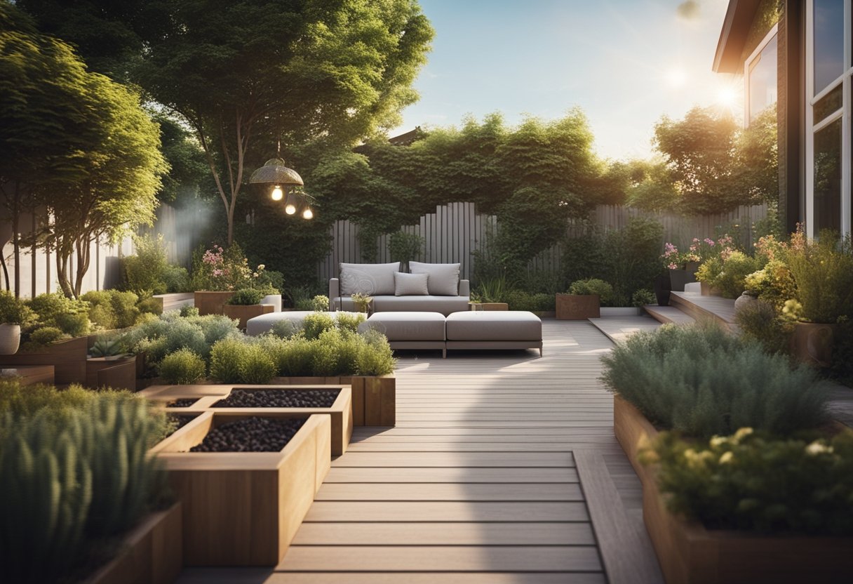 A cozy outdoor space with cleverly utilized garden features and innovative design elements