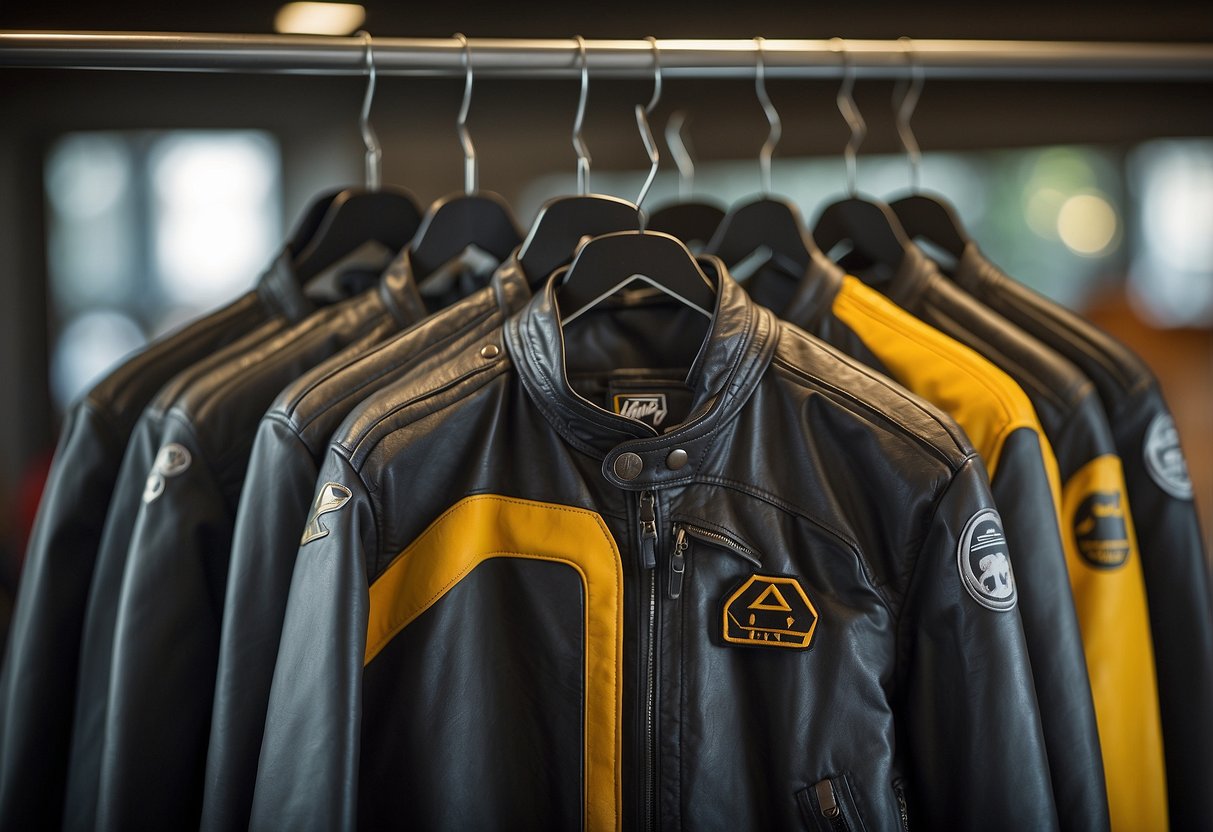 A motorcycle jacket hangs on a sleek, modern hanger. The jacket is lightweight and features the Klim Induction logo prominently displayed on the front