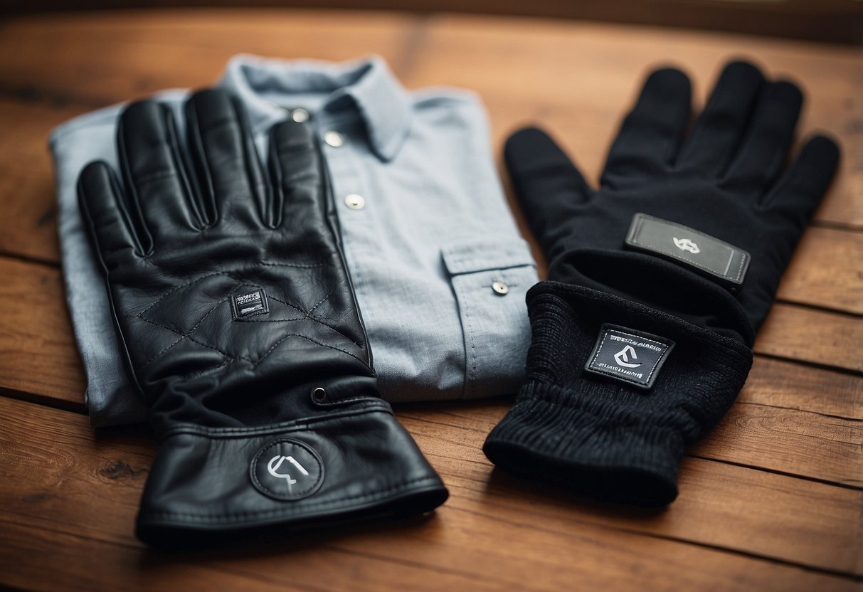 The ScorpionExo Klaw II Gloves lay next to lightweight riding apparel