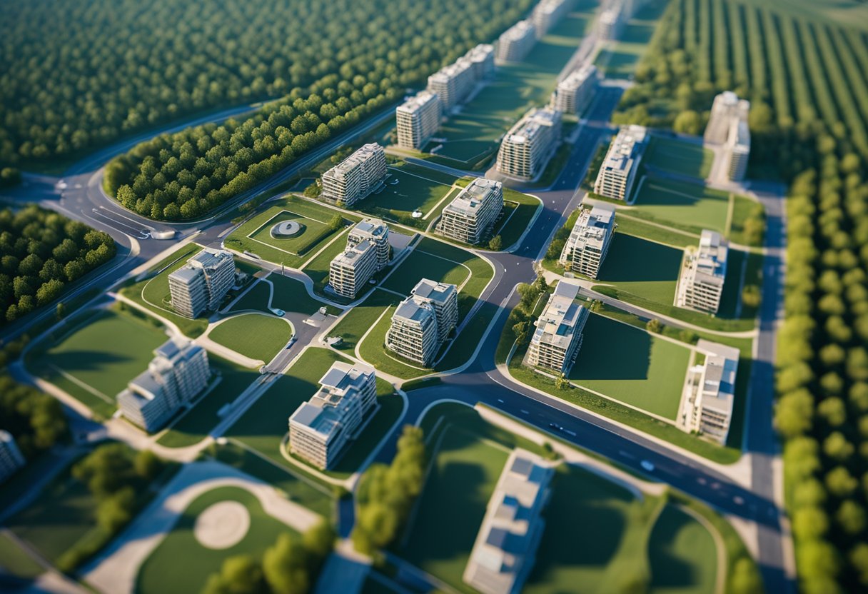 Aerial view of smart projects optimizing land use with innovative solutions