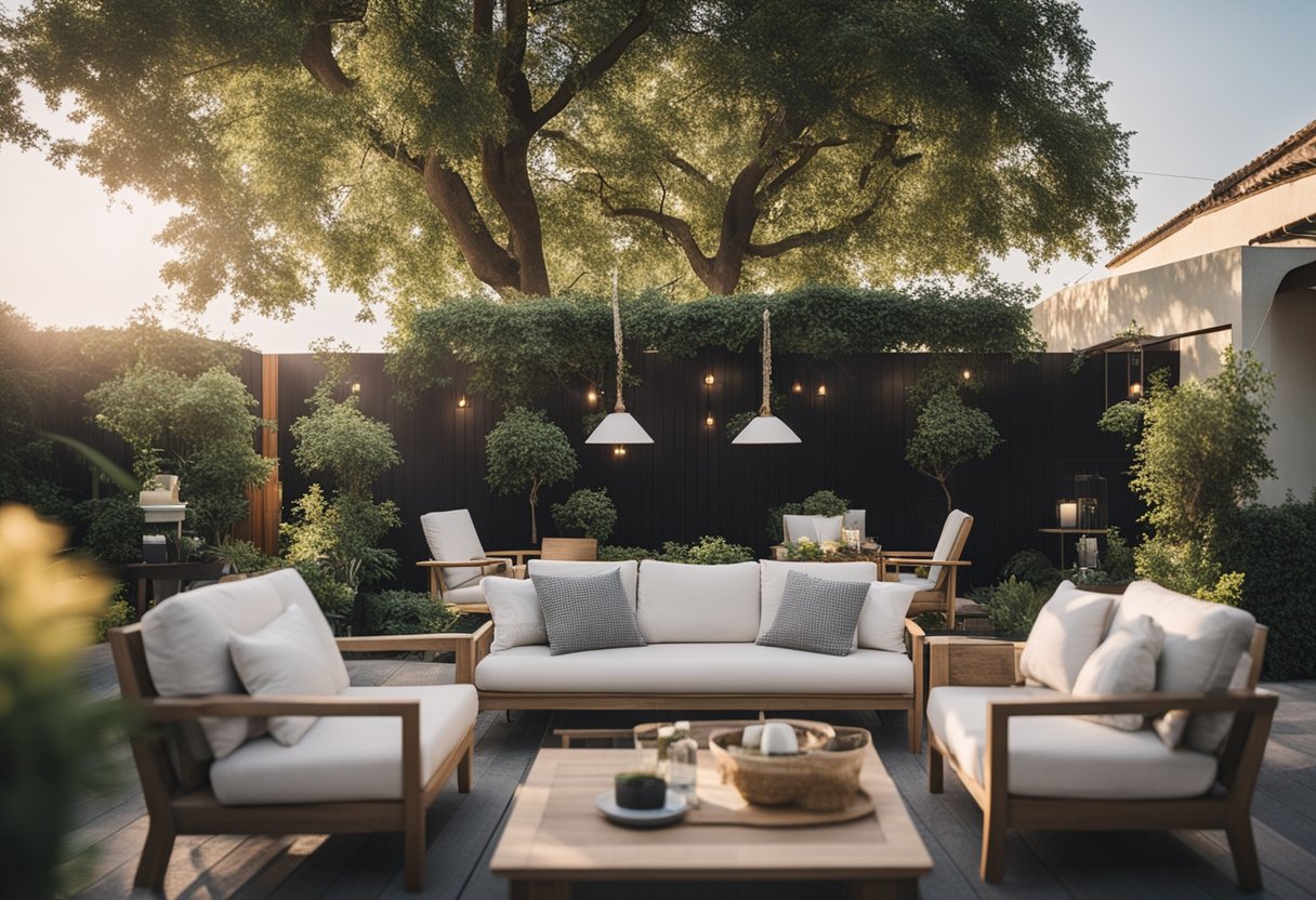 A welcoming outdoor space with stylish furniture and decor