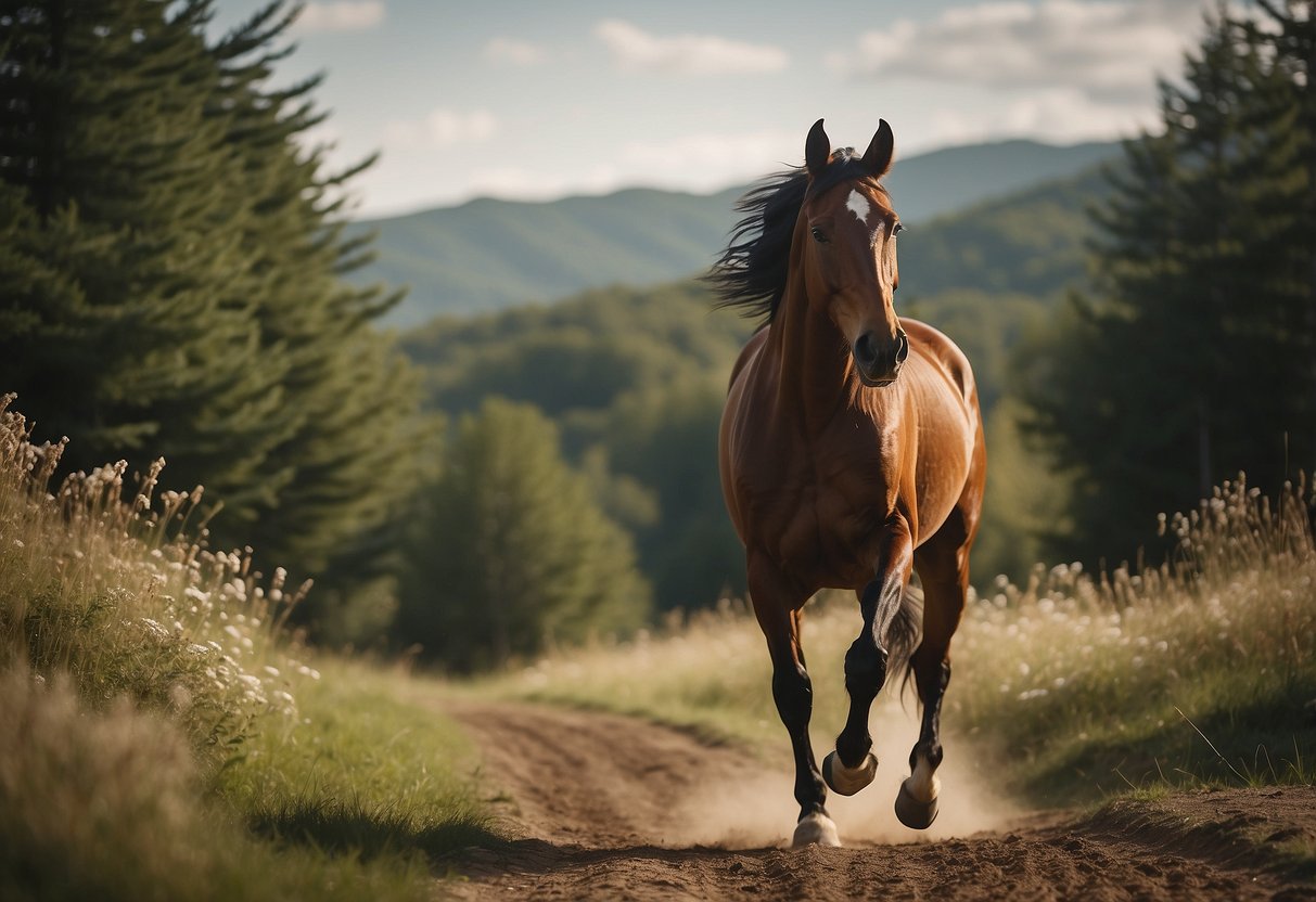 A horse confidently traverses varied landscapes, displaying essential riding skills