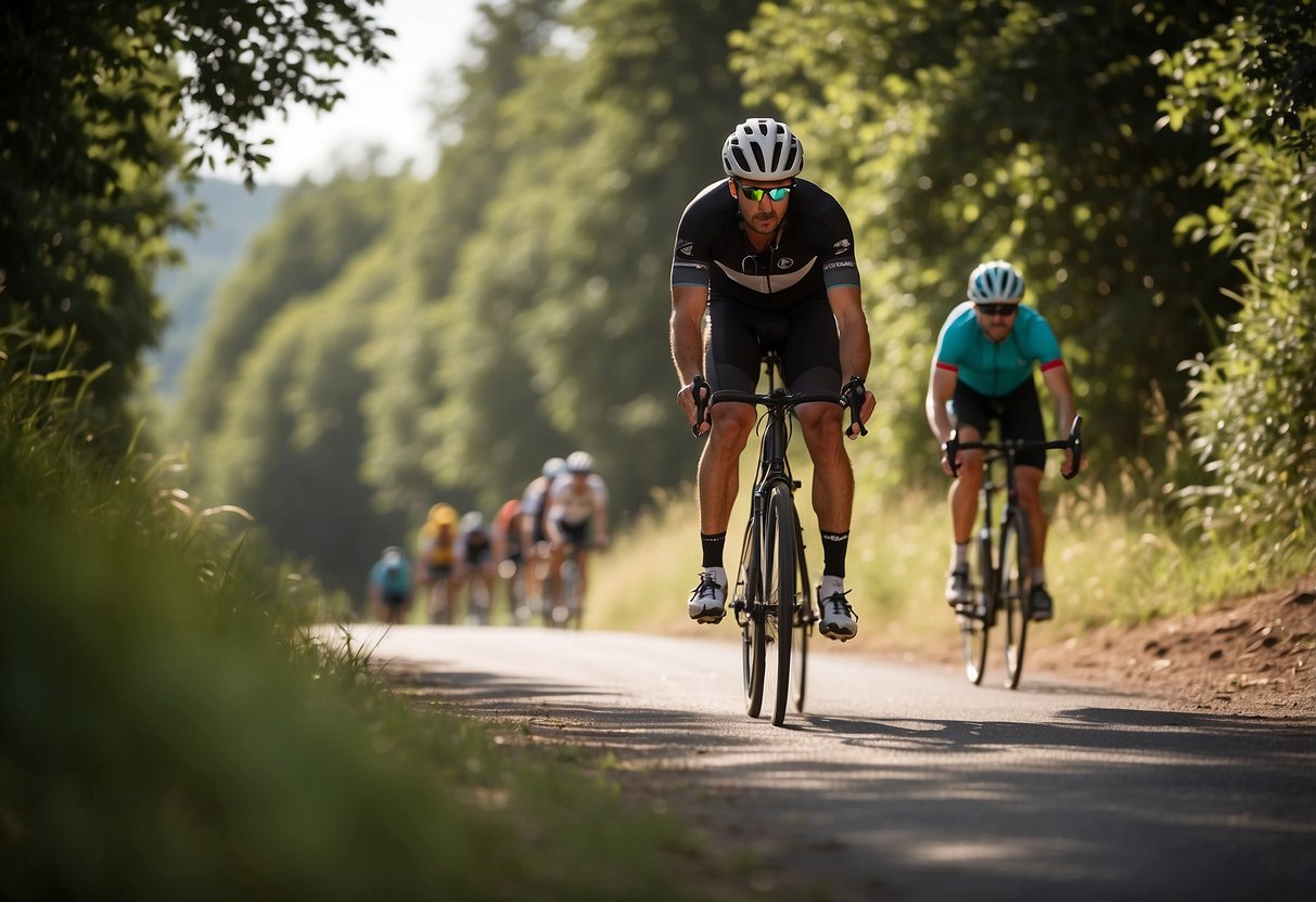 Cyclist follows shorter routes in hot weather, staying hydrated and protected from the sun