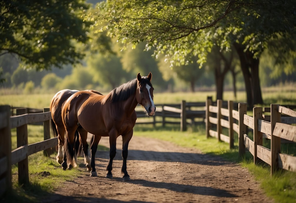 Horses grazing in spacious, fenced-in campsites with water troughs and hitching posts. Surrounded by scenic trails and open fields for riding