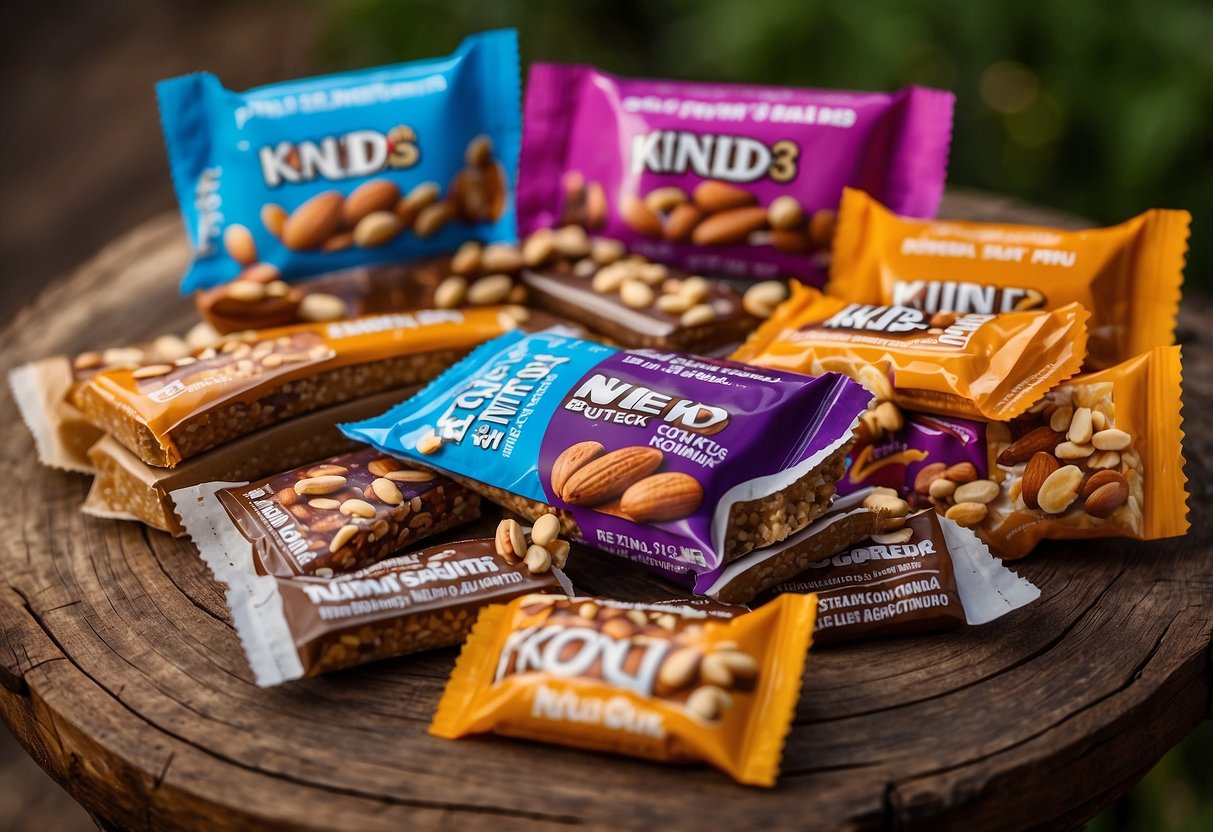 A colorful display of Kind Bar® Nut Butter Filled Snack Bars surrounded by lightweight food options for riding trips