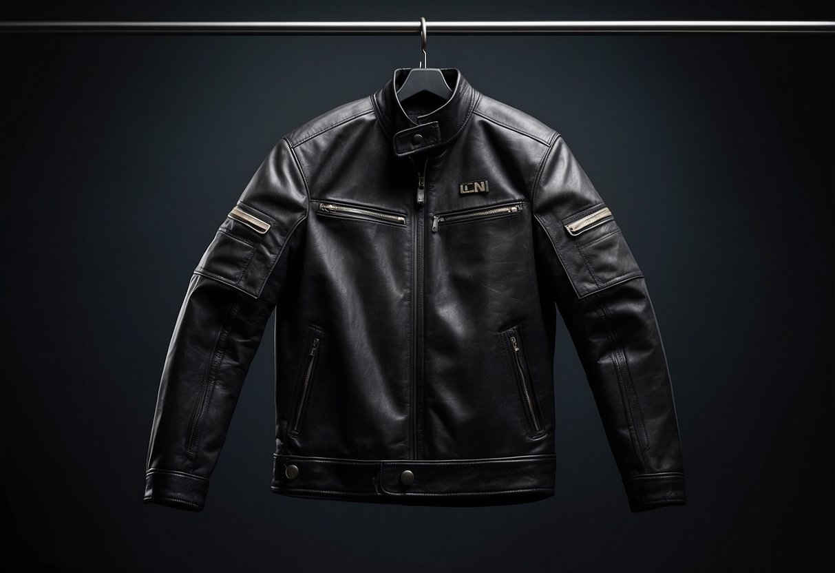 A sleek motorcycle jacket hangs on a wire hanger against a dark background, with the words "Icon Mesh AF CE Jacket 5 Best Lightweight Riding Jackets" displayed prominently