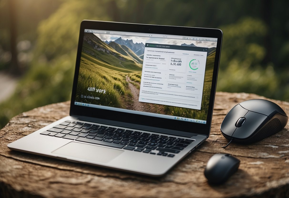 A computer screen displaying a trail database with 7 tips for finding the perfect riding trail. Keyboard and mouse nearby