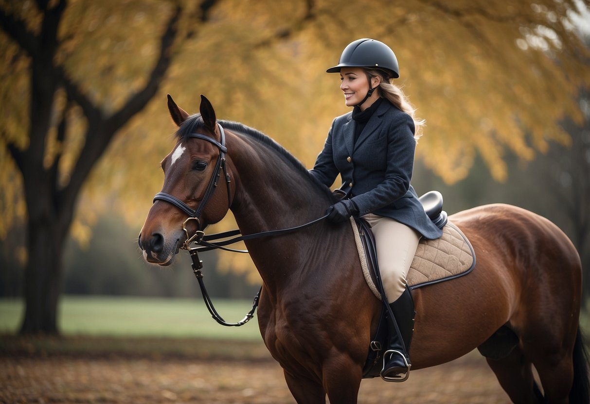 A woman saddles up her horse with the WintecLite All Purpose saddle, its lightweight design making it easy for her to lift and adjust