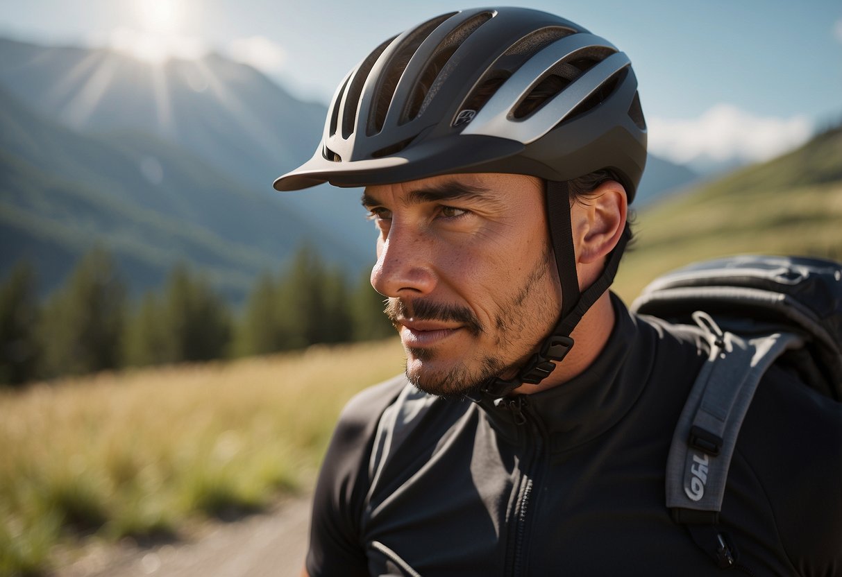 A rider wearing a lightweight hat, shielded from the sun. The hat provides protection and comfort during outdoor activities