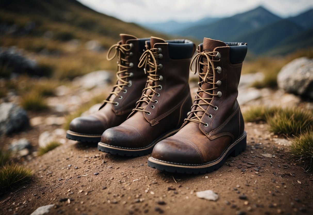 Rugged terrain with rocky paths, showcasing 5 different styles of sturdy riding boots