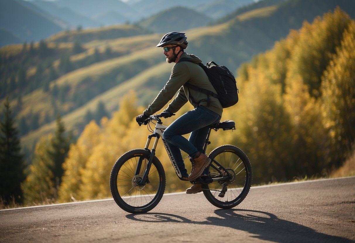 A rider effortlessly holds lightweight poles while riding through a scenic landscape, showcasing the benefits of using them for ease and comfort