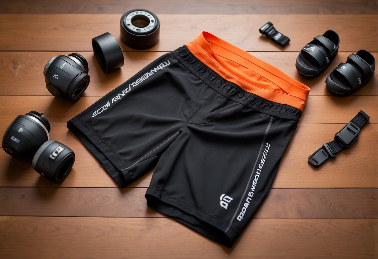 A pair of Louis Garneau Fit Sensor 2 Shorts laid out on a flat surface, showcasing their sleek design and comfortable fit for biking