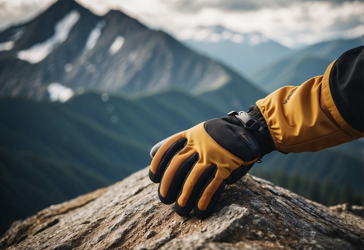 A rocky mountain with climbing gloves scattered around, showcasing the top 5 brands for protection