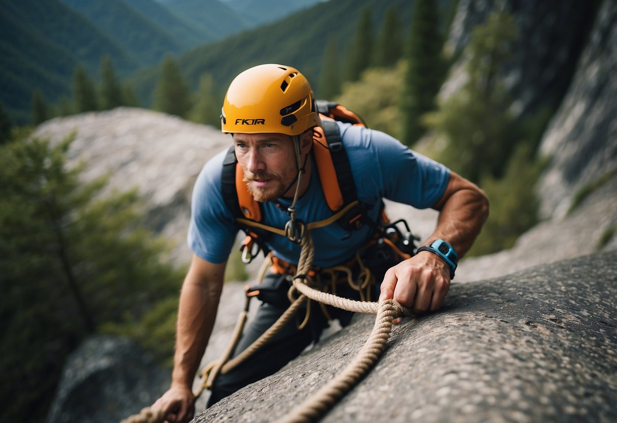 Climber falls while not using proper technique. Rope is tangled. Gear is misplaced. Route is misjudged. Safety precautions are ignored