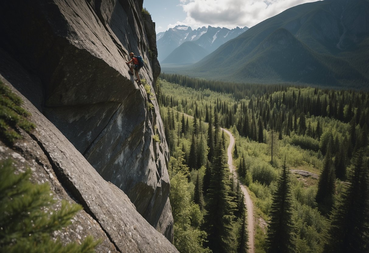 Lush forests, towering mountains, and rugged rock formations create the backdrop for 10 scenic rock climbing routes in Canada