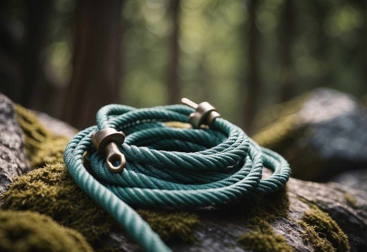 Climbing rope tied to anchor, emergency kit nearby, climber signaling for help, another climber preparing to assist, clear communication between climbers