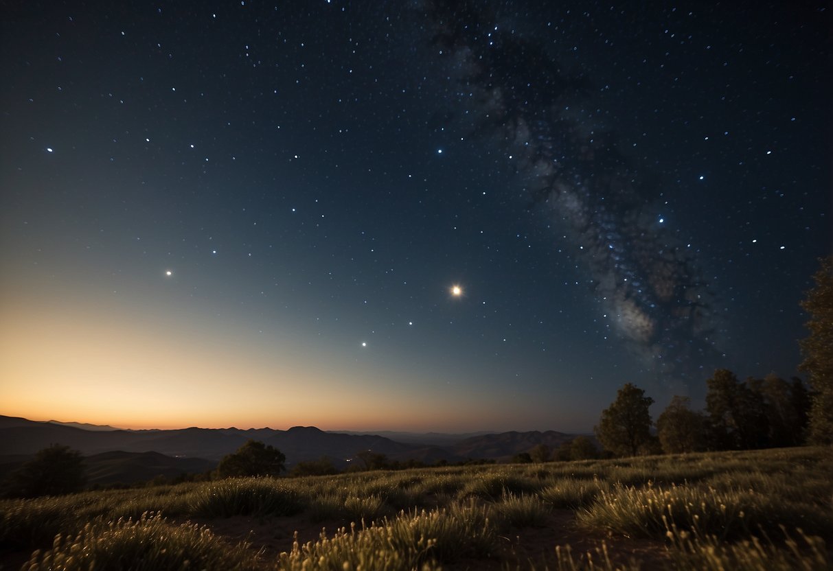 Venus shines brightly in the evening sky, standing out among the stars