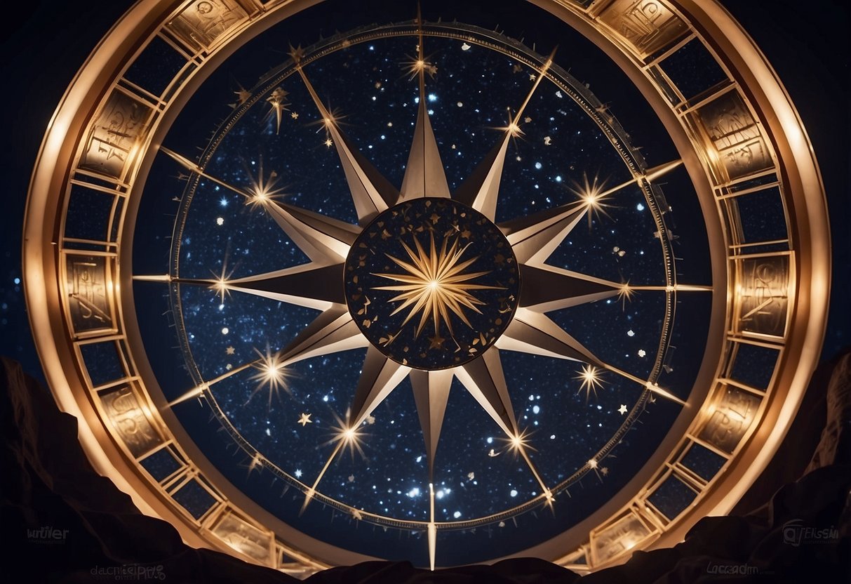 A clear night sky with a star wheel map held up, stars shining brightly