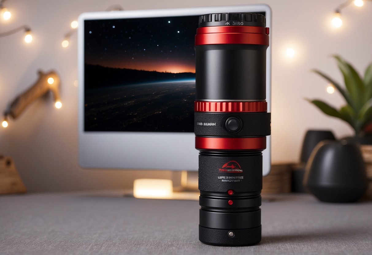 The ThruNite Archer 2A V3 5 Best Red Flashlight for Stargazing shines a bright red beam into the night sky, illuminating the stars and creating a mesmerizing scene for any stargazer