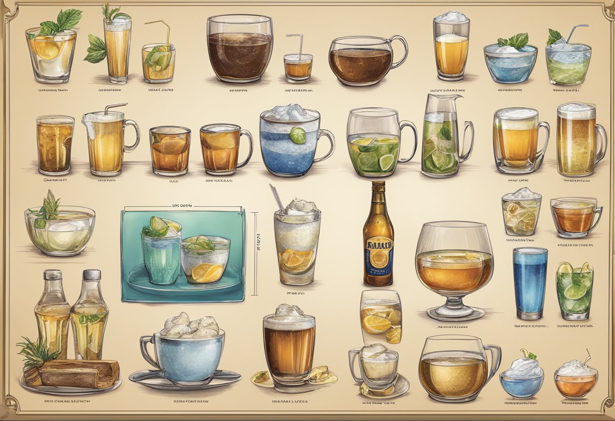 A variety of drinks displayed on Aida's beverage menu onboard