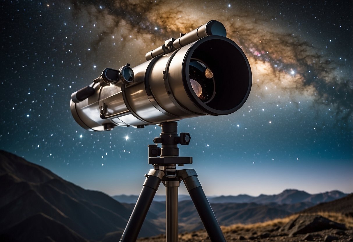 A telescope points towards the night sky, revealing the 10 most popular deep sky objects to observe, including galaxies, nebulae, and star clusters