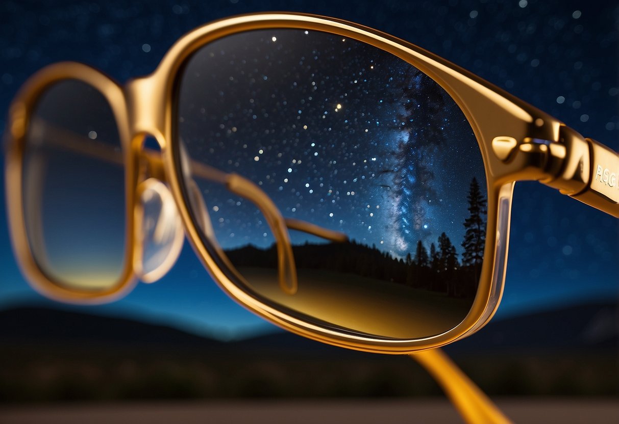 Specially coated glasses reflect starry night sky, preventing eye strain