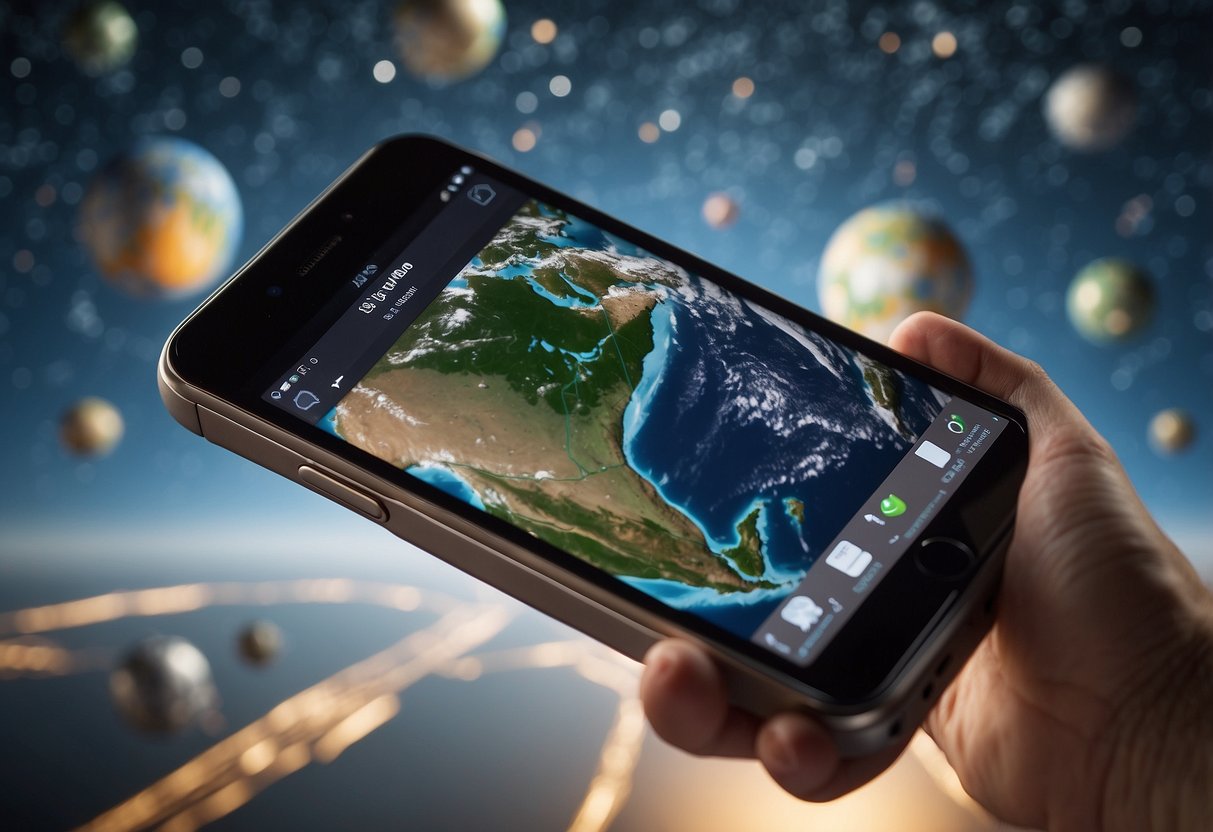 Satellites orbiting Earth tracked by 5 apps on smartphone screen