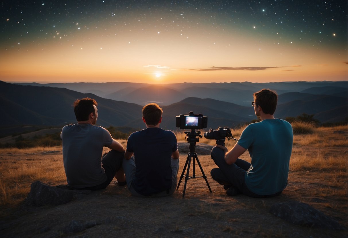 A group of stargazing enthusiasts gather online, sharing images and tips, while discussing their passion for astronomy