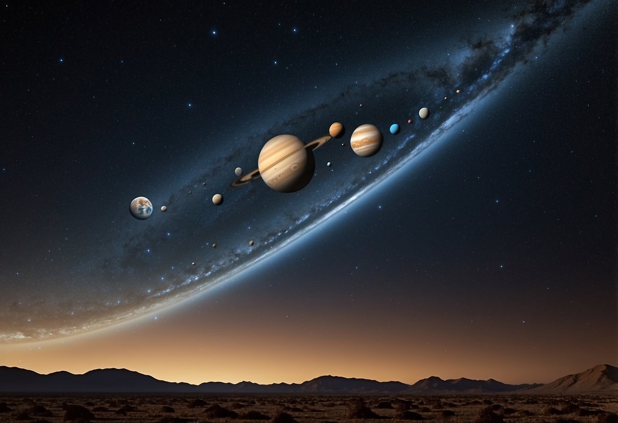 The planets align in the night sky, each in opposition to the other. Telescopes observe their movements with precision