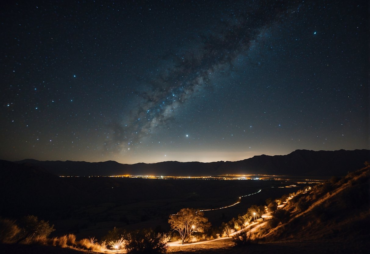 The night sky over Moquegua, Peru is filled with twinkling stars, providing a breathtaking view for stargazing enthusiasts. The dark, clear skies create the perfect backdrop for observing the constellations and Milky Way