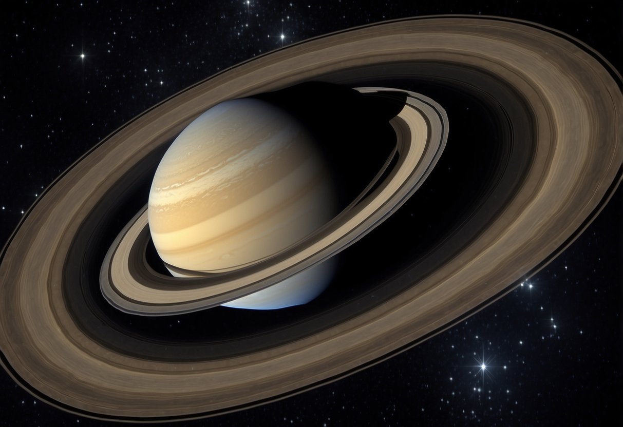 Saturn shines brightly in the night sky, surrounded by twinkling stars. Binoculars reveal its distinct rings, a breathtaking sight for stargazers