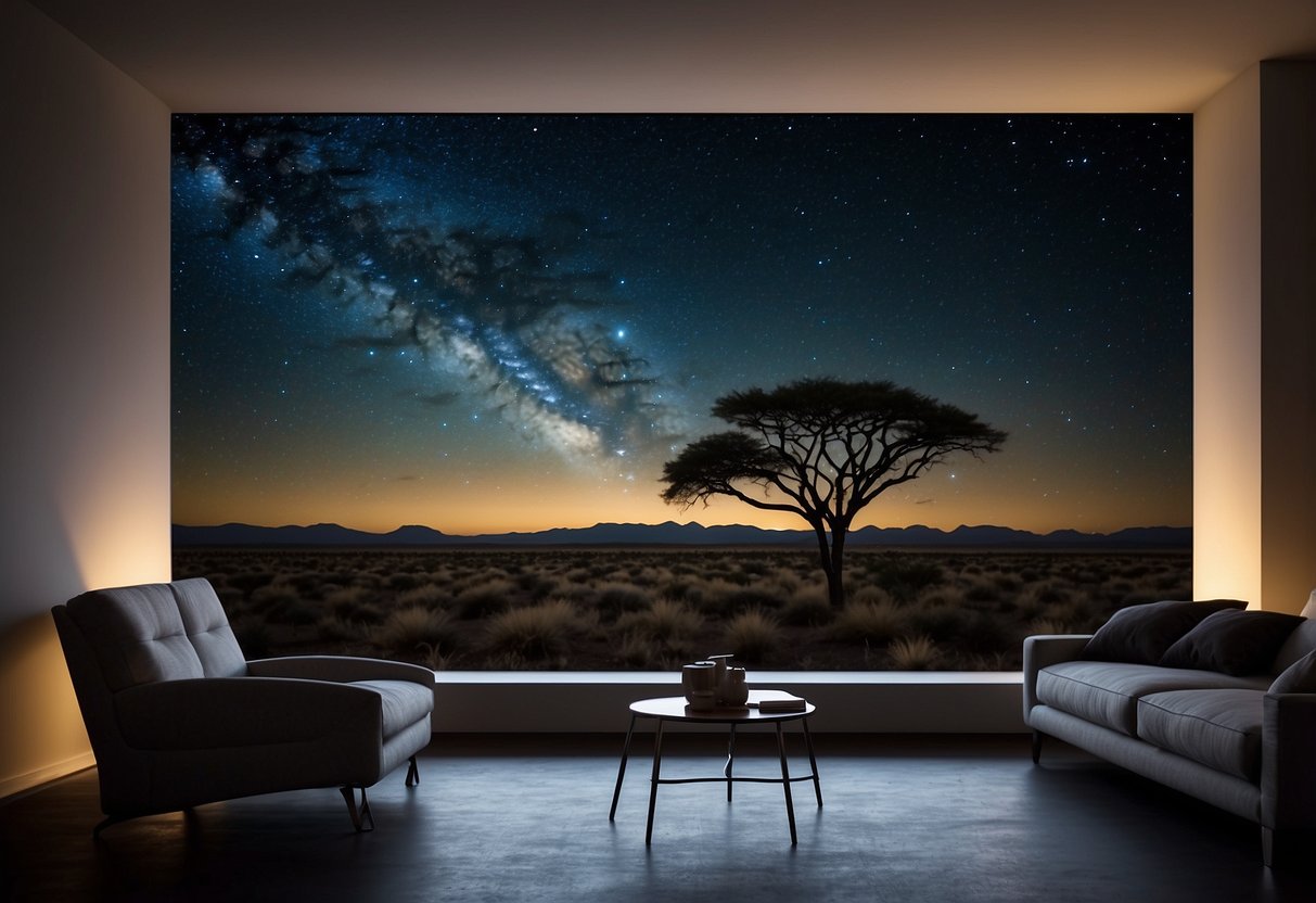 Clear night sky, no light pollution, perfect for stargazing. African savanna or desert, open space, clear horizon